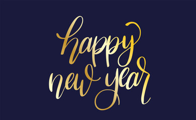 Golden hand written Happy New Year message 