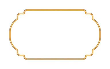 Luxury gold realistic frame. Gold Indian window, oriental seal, stamp, Arabic decorative element. Shining 3d border for awards, certificate, grand opening, greeting card, posters. Vector illustration