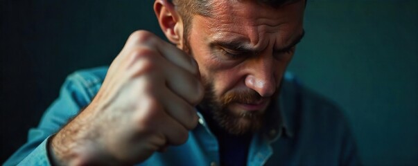 Tense and Anxious Close-up of a Clenched Fist Showing Overwhelming Stress and Emotional Burden.  The image portrays feelings of pressure, worry, and a coping mechanism for anxiety.
