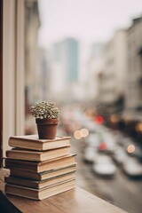 Books on Urban Windowsill