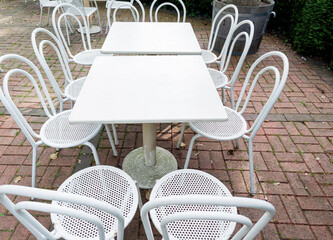 White tables and chairs
