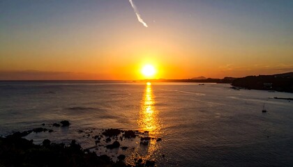 Golden Hour Serenity - Ocean Sunset at Dusk.