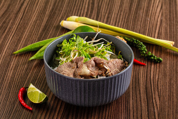 Vietnamese pho bo soup with beef