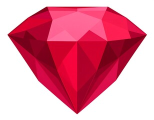 Shiny, digitally rendered red gemstone with many facets against a bright white background, creating a clear contrast