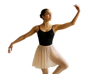 Graceful female ballet dancer in classical position, clean style, isolated on white background, concept of cultural beauty and elegance, Ai generative