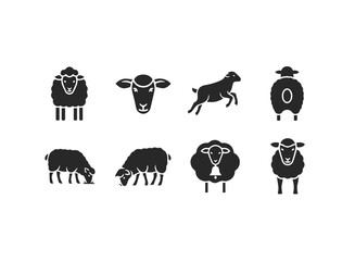 Fototapeta premium Collection of Sheep Icons and Silhouettes.