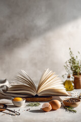 Open Cookbook with Ingredients