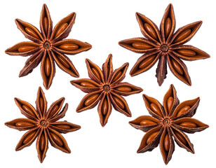 Star Anise Spice Dried Isolated on White Background