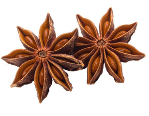Dried Star Anise Spice Isolated on White Background