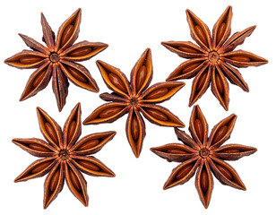 Dried Star Anise Spice Isolated on White Background