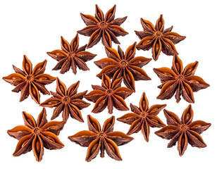 Dried Star Anise Spice Isolated on White Background