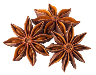Dried Star Anise Spice Isolated on White Background