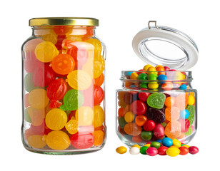 Wrapped Candies in Glass Jar Duo isolated on transparent background