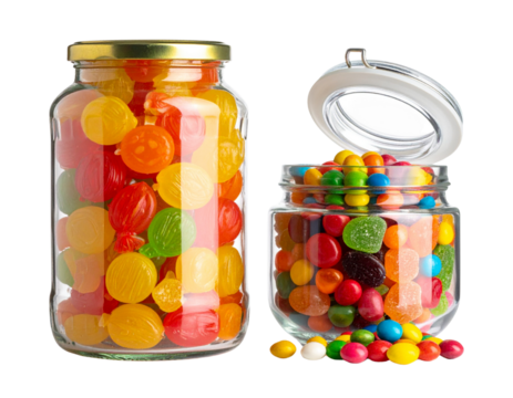 Wrapped Candies in Glass Jar Duo isolated on transparent background - Powered by Adobe