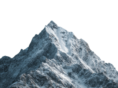 Majestic snow-capped mountain peak nature landscape high altitude isolated on transparent background