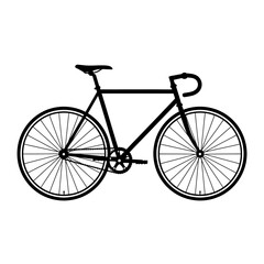 Black and white illustration of a bicycle, showcasing its frame, wheels, and handlebars, perfect for design.