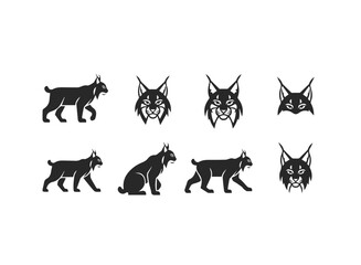 Set of Lynx Silhouette Icons and Logos.