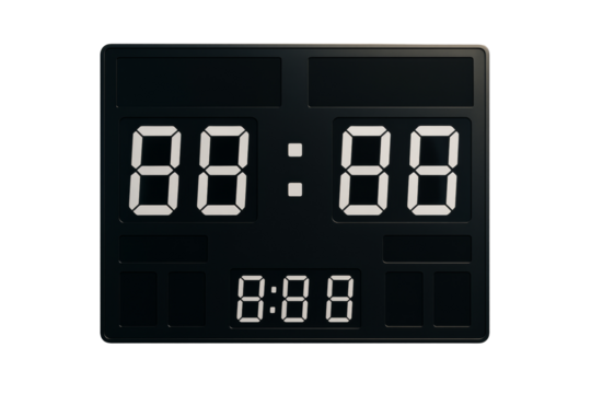 Blank digital scoreboard isolated on white background, clean sport layout concept with closeup view and minimal abstract design. Ai generative - Powered by Adobe