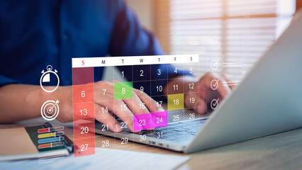 Time management and scheduling with calendar and organizing daily activities efficiently.