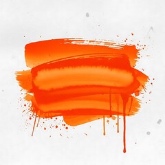 Vibrant Orange Paint Strokes on White Background.