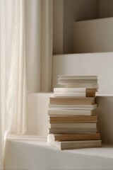 Books Stacked Like Stairs Showing Growth