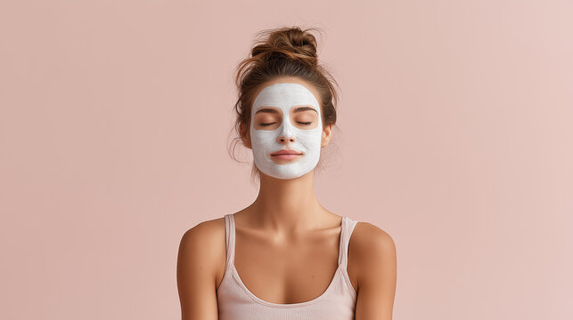 Modern Wellness: Woman Relaxing with a Clay Face Mask