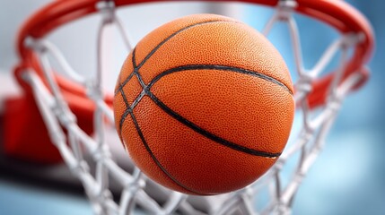 Basketball flying through the net, symbolizing skill, teamwork, and athletic achievement