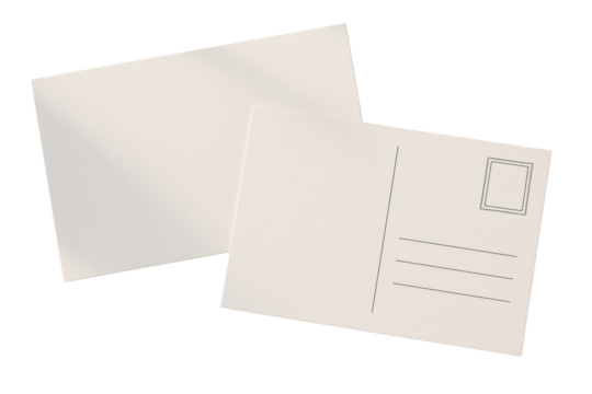 Empty postcard front and back shown in a clean layout, isolated style on white background, concept of travel message or mail design. Ai generative - Powered by Adobe