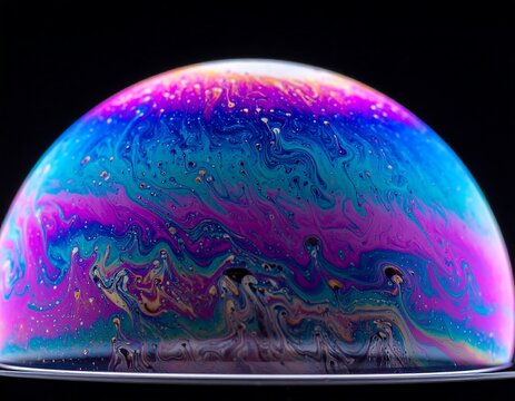 Colorful, iridescent soap bubble