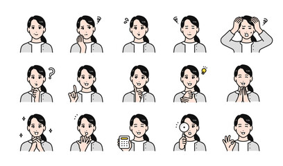 40代女性の様々な表情バリエーションセット