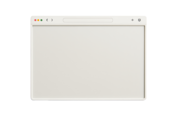 Blank web browser window layout isolated on white background, minimal graphic style, concept of clean interface template, Ai generative