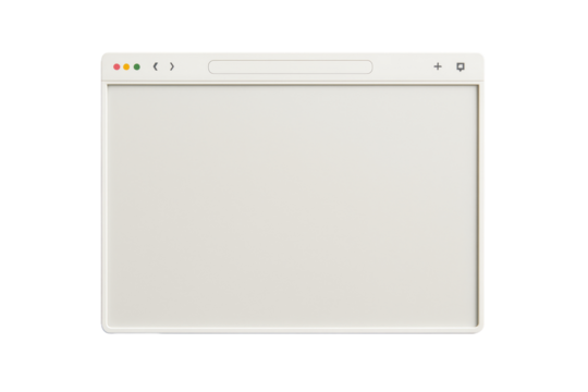 Blank web browser window layout isolated on white background, minimal graphic style, concept of clean interface template, Ai generative