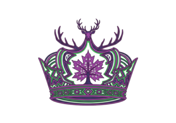 Stylized Crown with Deer Antlers and Maple Leaf Emblem