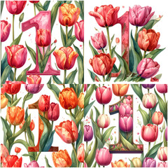 Obraz premium tulip pattern letter 1 creative letter composition featuring intricate patterns and visual beauty.