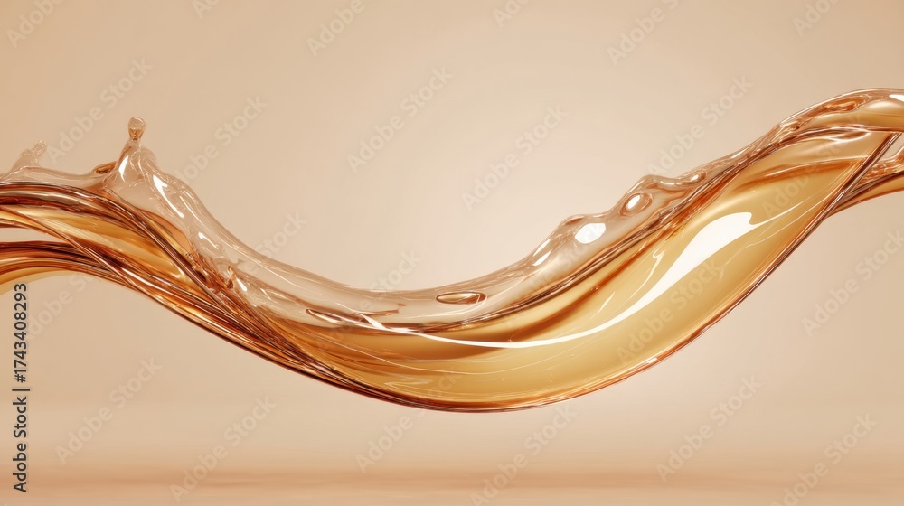 Wall mural elegant flowing liquid in warm tones with light reflections and smooth curves creating a captivating