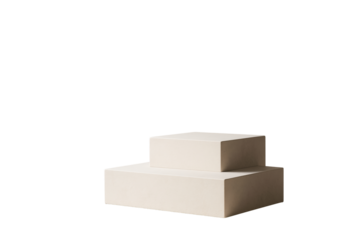 Beige rectangular podium display blocks isolated on white background, clean and minimal style, concept of product layout or template. Ai generative
