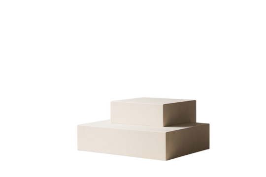 Beige rectangular podium display blocks isolated on white background, clean and minimal style, concept of product layout or template. Ai generative