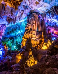 Illuminated cave formations
