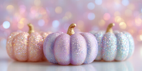 sparkling pastel pumpkins covered in glitter