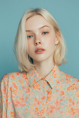 portrait of young woman with platinum blonde hair