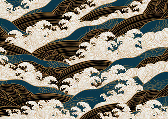 波　海のイラスト背景
