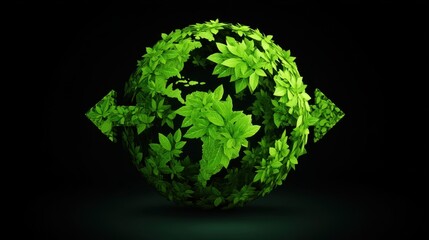 Green Planet Made of Leaves Representing Nature, Growth, Sustainability, and Environmental Consciousness for Eco-Friendly Initiatives and Campaigns