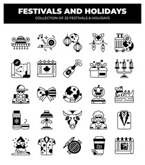 Collection of 25 Unique Festival and Holiday Icons
