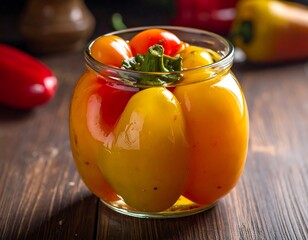 Pickled peppers in a glass jar