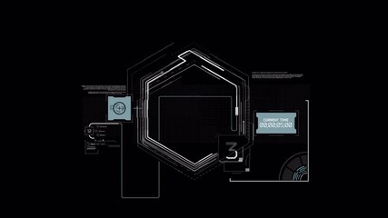 Abstract Futuristic HUD Interface: Dynamic Data Processing and System Analysis - Powered by Adobe