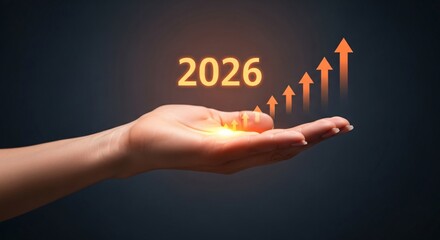 Future growth forecast 2026 held in hand with upward trend arrows