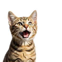 Surprised Tabby Kitten with Mouth Open Wide.