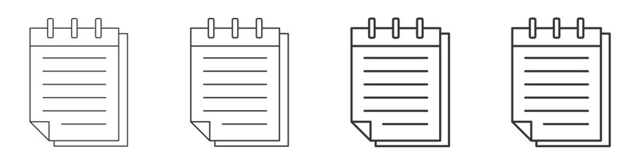 notebook line  icon set collection style outline. Contain note, noteped, memo