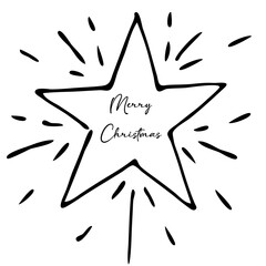 Hand drawn festive doodle set with monochrome holiday illustrations for Christmas and New Year cards, posters, wrapping and DIY printables