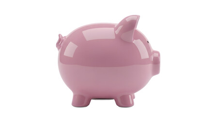 Fototapeta premium Classic Pink Ceramic Piggy Bank Isolated on White Background
